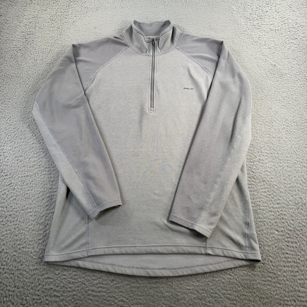 Patagonia Capilene Sweater Mens Large Gray Quarter Zip Hiking Long Sleeve